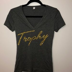 Gray V Neck Trophy Tee